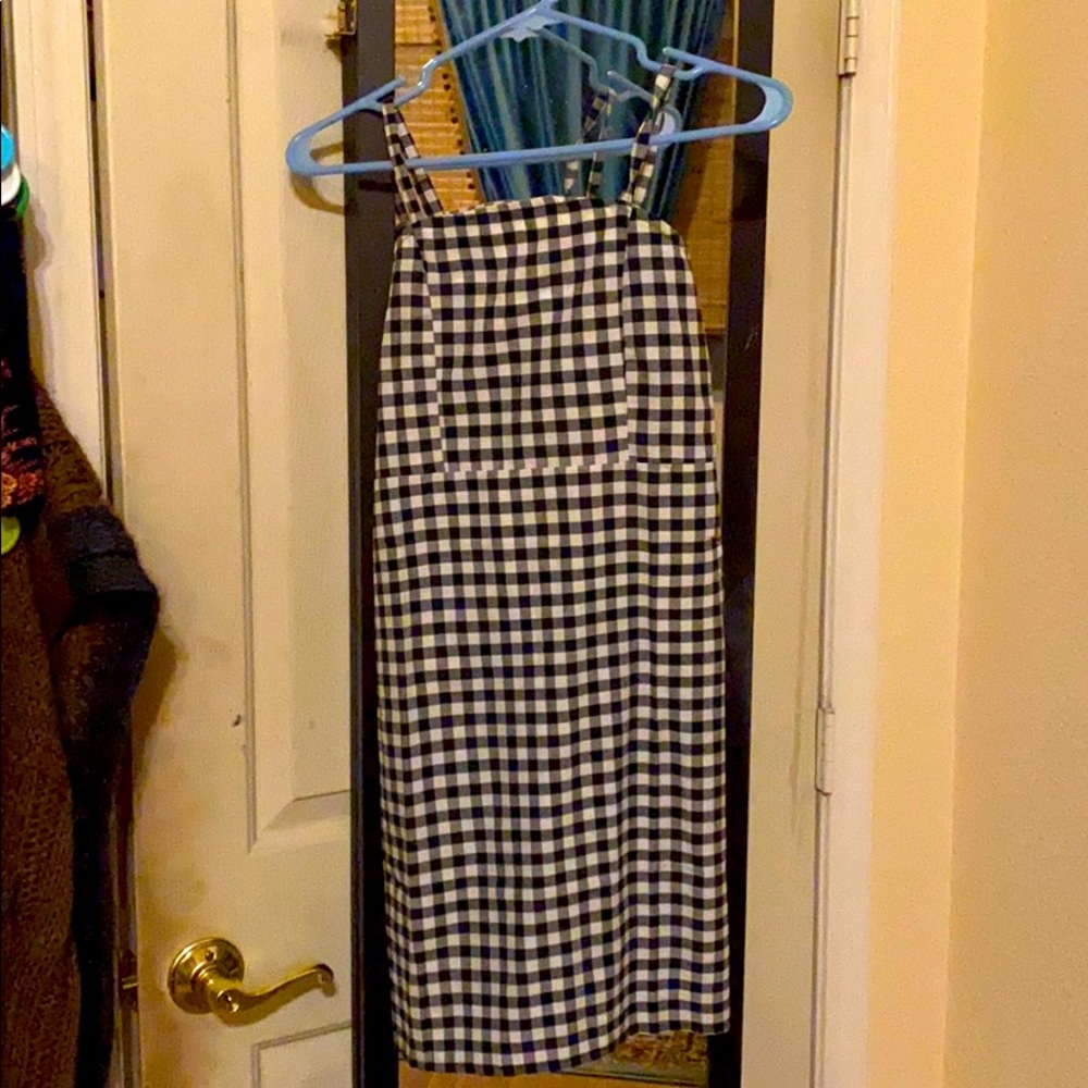 Black and white plaid mini dress